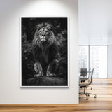 Lion King Portrait Black And White V10, Framed Canvas Prints Wall Art Decor, Floarting Frame Painting Canvas Art