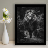 Lion King Portrait Black And White V10, Framed Art Prints Wall Decor, Picture Framed Painting