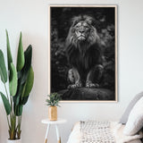 Lion King Portrait Black And White V10, Framed Canvas Prints Wall Art Decor, Floarting Frame Painting Canvas Art