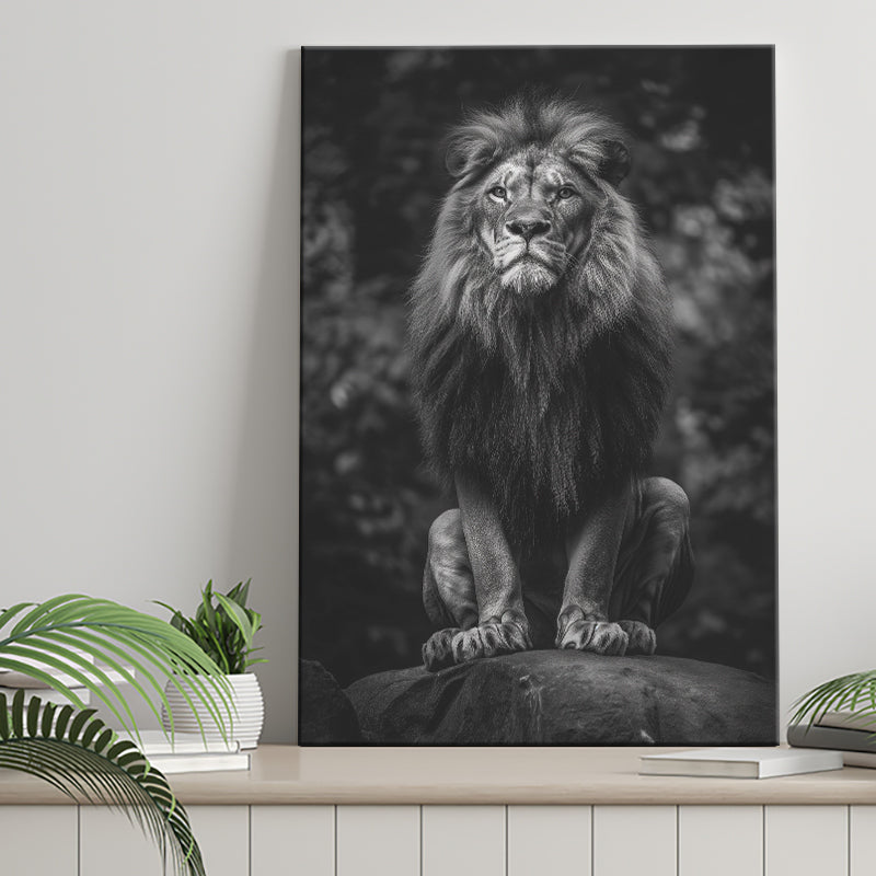Lion King Portrait Black And White V10, Canvas Prints Wall Art Home Decor, Painting Canvas Art