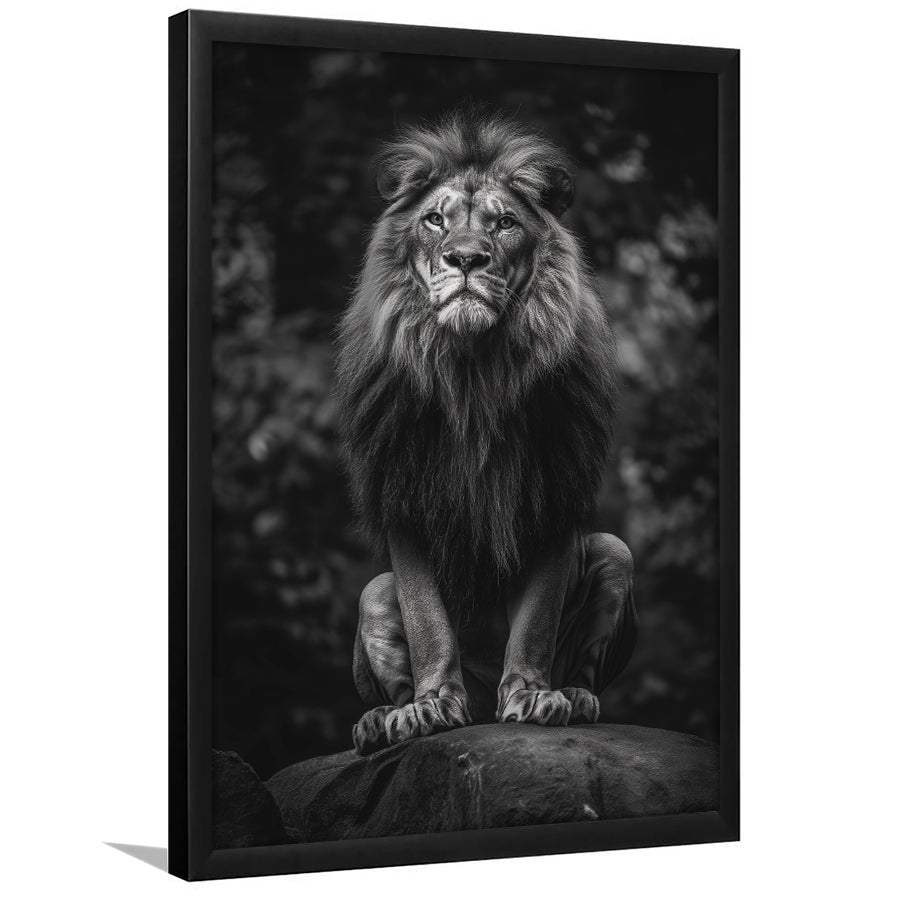 Lion King Portrait Black And White V10, Framed Art Prints Wall Decor, Picture Framed Painting
