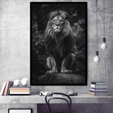 Lion King Portrait Black And White V10, Framed Art Prints Wall Decor, Picture Framed Painting