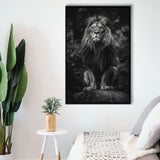 Lion King Portrait Black And White V10, Framed Canvas Prints Wall Art Decor, Floarting Frame Painting Canvas Art