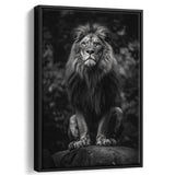 Lion King Portrait Black And White V10, Framed Canvas Prints Wall Art Decor, Floarting Frame Painting Canvas Art