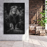 Lion King Portrait Black And White V10, Framed Canvas Prints Wall Art Decor, Floarting Frame Painting Canvas Art