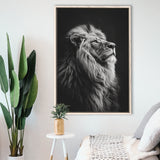 Lion King Portrait Black And White V6, Framed Canvas Prints Wall Art Decor, Floarting Frame Painting Canvas Art