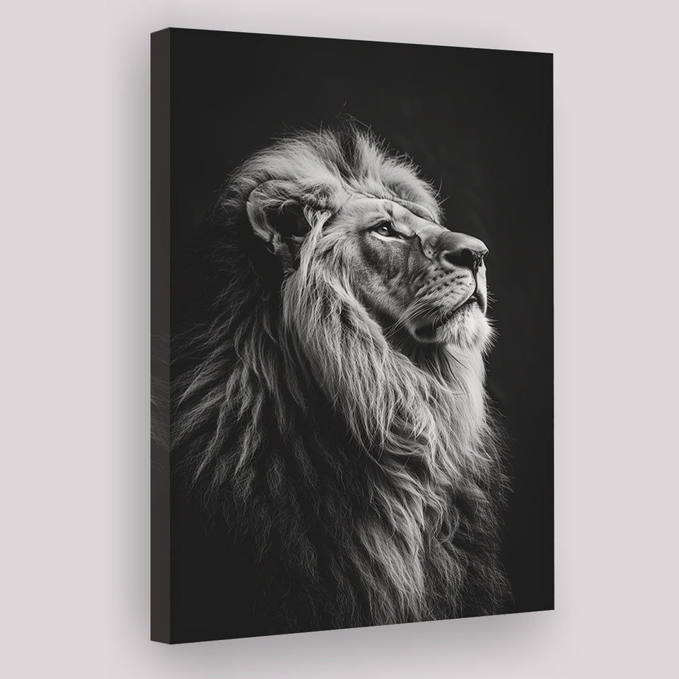 Lion King Portrait Black And White V6, Canvas Prints Wall Art Home Decor, Painting Canvas Art