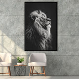 Lion King Portrait Black And White V6, Framed Canvas Prints Wall Art Decor, Floarting Frame Painting Canvas Art
