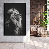 Lion King Portrait Black And White V6, Framed Canvas Prints Wall Art Decor, Floarting Frame Painting Canvas Art