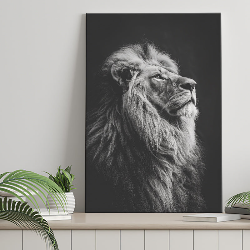 Lion King Portrait Black And White V6, Canvas Prints Wall Art Home Decor, Painting Canvas Art