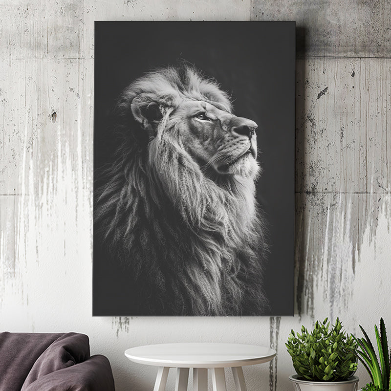 Lion King Portrait Black And White V6, Canvas Prints Wall Art Home Decor, Painting Canvas Art