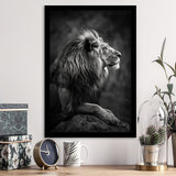 Lion King Portrait Black And White V9, Framed Art Prints Wall Decor, Picture Framed Painting