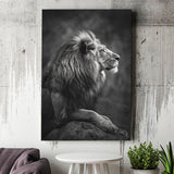 Lion King Portrait Black And White V9, Canvas Prints Wall Art Home Decor, Painting Canvas Art