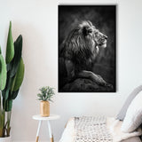 Lion King Portrait Black And White V9, Framed Canvas Prints Wall Art Decor, Floarting Frame Painting Canvas Art