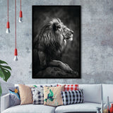 Lion King Portrait Black And White V9, Framed Art Prints Wall Decor, Picture Framed Painting