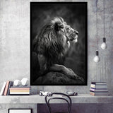 Lion King Portrait Black And White V9, Framed Art Prints Wall Decor, Picture Framed Painting