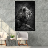 Lion King Portrait Black And White V9, Framed Canvas Prints Wall Art Decor, Floarting Frame Painting Canvas Art