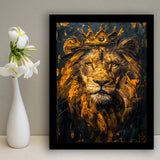 Lion King With Golden Crown Black Golden Feminist, Framed Art Prints Wall Art Decor, Framed Picture Print