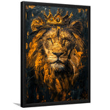 Lion King With Golden Crown Black Golden Feminist, Framed Art Prints Wall Art Decor, Framed Picture Print