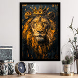 Lion King With Golden Crown Black Golden Feminist, Framed Art Prints Wall Art Decor, Framed Picture Print