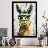 Llama Wearing Glasess Portrait Oil Painting V1, Framed Art Print Wall Decor, Framed Picture