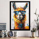 Llama Wearing Glasess Portrait Painting Art V2, Framed Art Print Wall Decor, Framed Picture