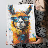 Llama Wearing Glasess Portrait Painting Art V2, Canvas Painting, Canvas Prints Wall Art Decor