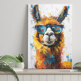 Llama Wearing Glasess Portrait Painting Art V2, Canvas Painting, Canvas Prints Wall Art Decor