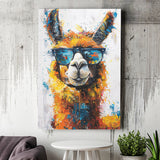 Llama Wearing Glasess Portrait Painting Art V2, Canvas Painting, Canvas Prints Wall Art Decor