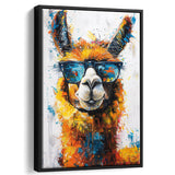 Llama Wearing Glasess Portrait Painting Art V2, Framed Canvas Painting, Framed Canvas Prints Wall Art Decor