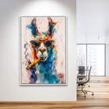Llama Wearing Sungglasses And Smooking Cigar Art V10, Framed Canvas Prints Wall Art Decor, Floarting Frame Painting Canvas Art