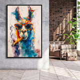 Llama Wearing Sungglasses And Smooking Cigar Art V10, Framed Canvas Prints Wall Art Decor, Floarting Frame Painting Canvas Art