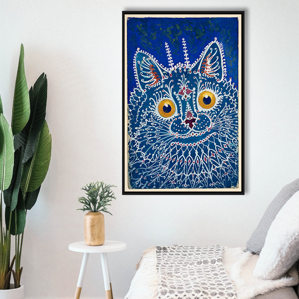 Louis Wain Gothic Cat Art Print, Vintage Cat Painting, Animal Art,Framed Canvas Prints Wall Art Decor, Floating Frame