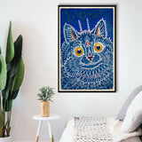 Louis Wain Gothic Cat Art Print, Vintage Cat Painting, Animal Art,Framed Canvas Prints Wall Art Decor, Floating Frame