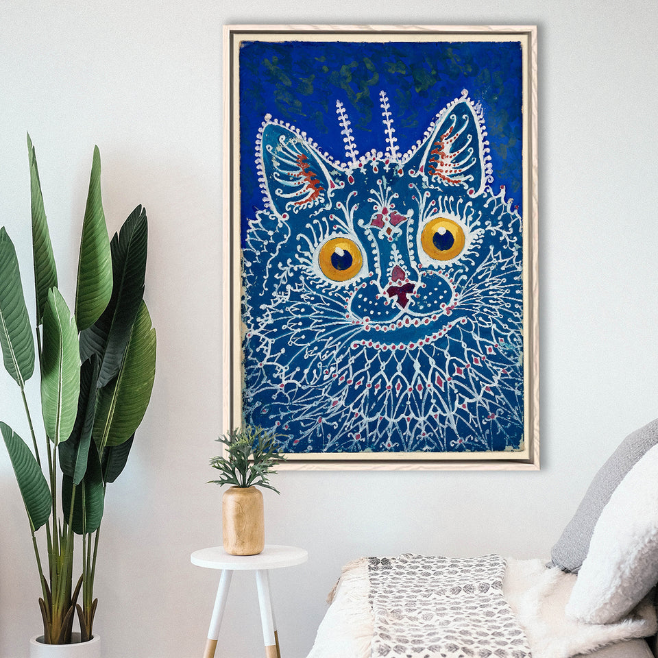 Louis Wain Gothic Cat Art Print, Vintage Cat Painting, Animal Art,Framed Canvas Prints Wall Art Decor, Floating Frame