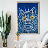 Louis Wain Gothic Cat Art Print, Vintage Cat Painting, Animal Art,Framed Canvas Prints Wall Art Decor, Floating Frame