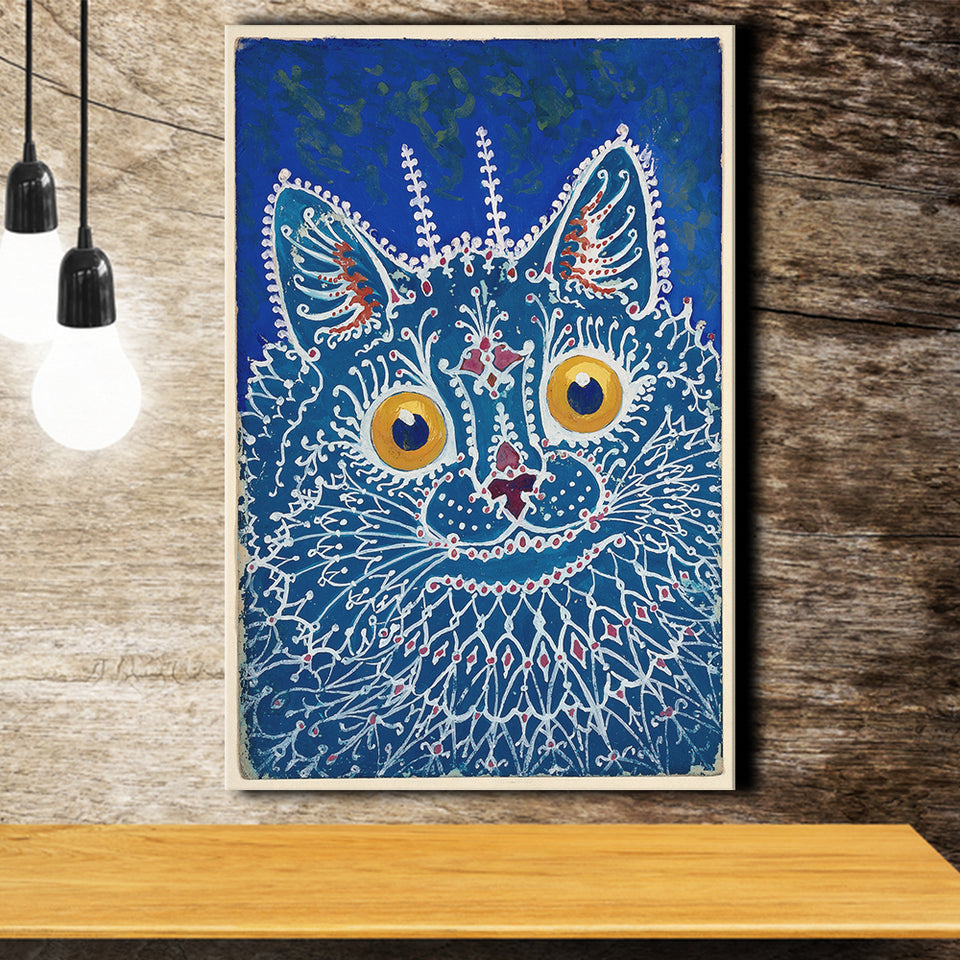Louis Wain Gothic Cat Art Print, Vintage Cat Painting, Animal Art, Canvas Painting, Canvas Print Wall Art Decor