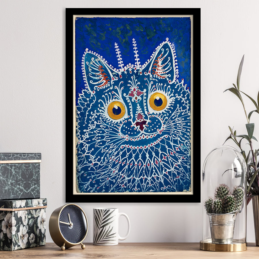 Louis Wain Gothic Cat Art Print, Vintage Cat Painting, Animal Art,Framed Art Prints Wall Decor, Picture Framed