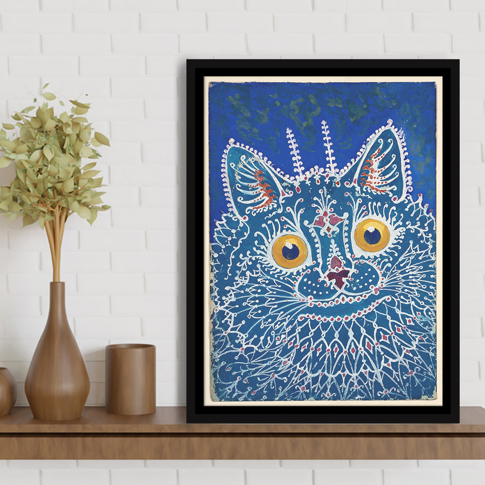 Louis Wain Gothic Cat Art Print, Vintage Cat Painting, Animal Art,Framed Canvas Prints Wall Art Decor, Floating Frame