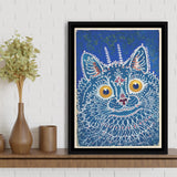 Louis Wain Gothic Cat Art Print, Vintage Cat Painting, Animal Art,Framed Canvas Prints Wall Art Decor, Floating Frame