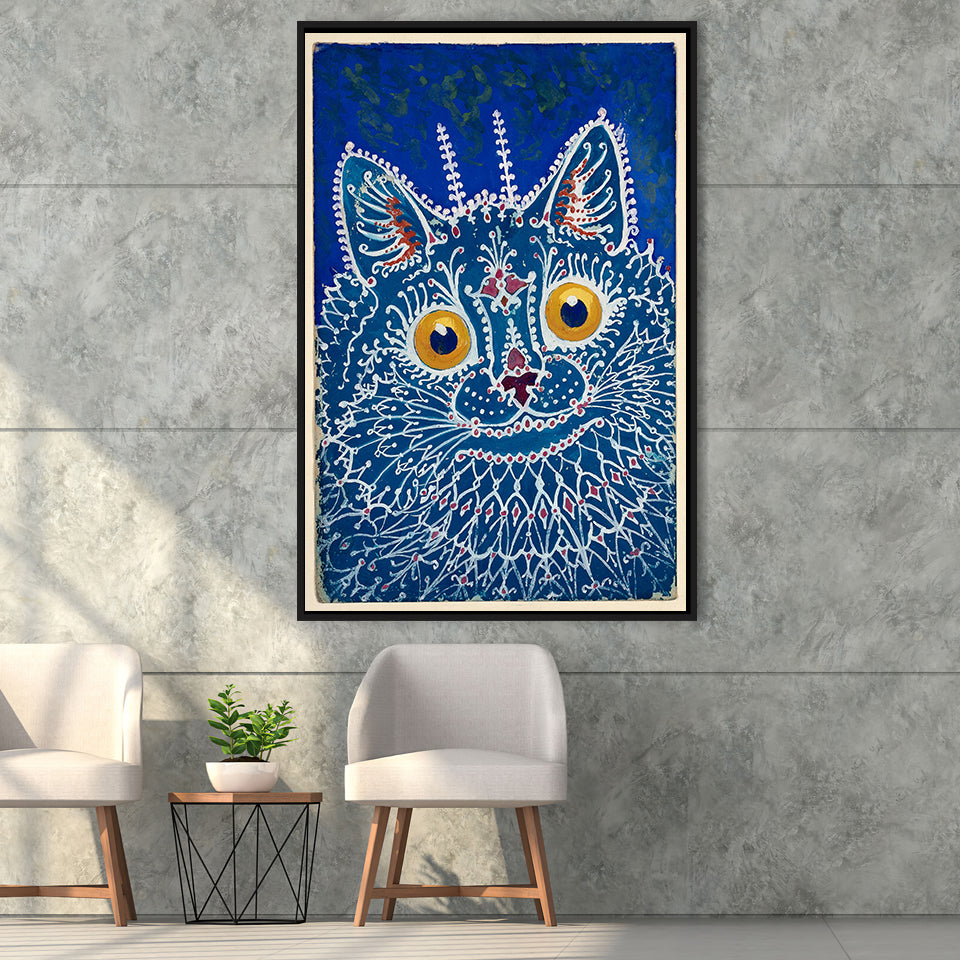 Louis Wain Gothic Cat Art Print, Vintage Cat Painting, Animal Art,Framed Canvas Prints Wall Art Decor, Floating Frame