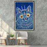 Louis Wain Gothic Cat Art Print, Vintage Cat Painting, Animal Art,Framed Canvas Prints Wall Art Decor, Floating Frame