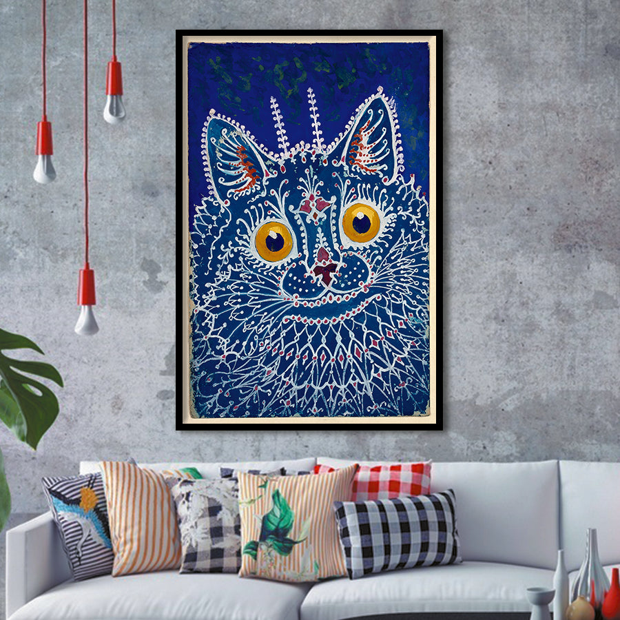 Louis Wain Gothic Cat Art Print, Vintage Cat Painting, Animal Art,Framed Art Prints Wall Decor, Picture Framed