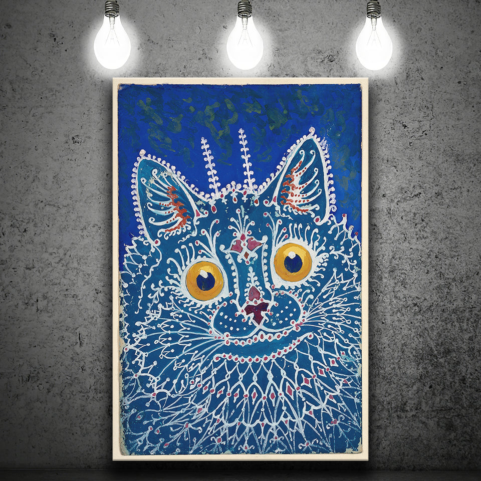 Louis Wain Gothic Cat Art Print, Vintage Cat Painting, Animal Art, Canvas Painting, Canvas Print Wall Art Decor