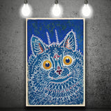 Louis Wain Gothic Cat Art Print, Vintage Cat Painting, Animal Art, Canvas Painting, Canvas Print Wall Art Decor