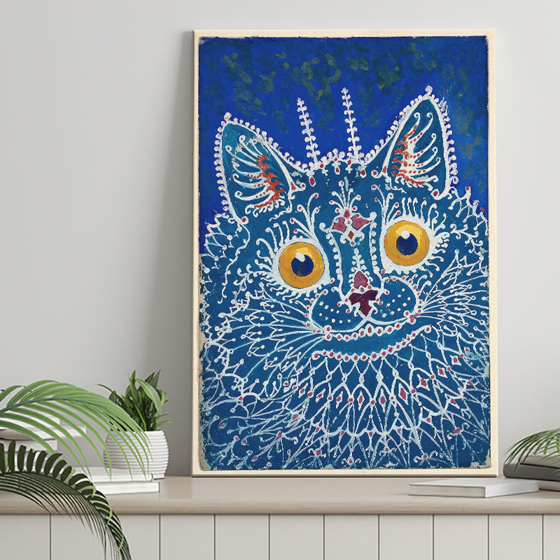 Louis Wain Gothic Cat Art Print, Vintage Cat Painting, Animal Art, Canvas Painting, Canvas Print Wall Art Decor
