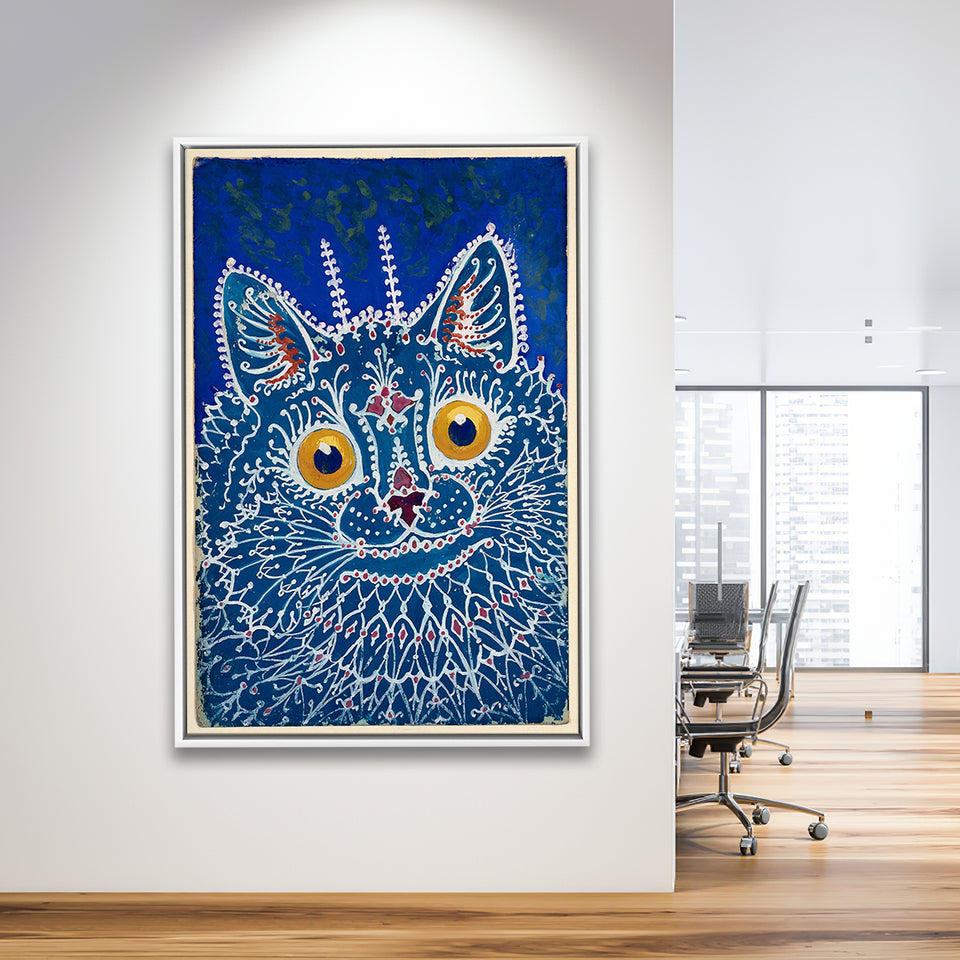 Louis Wain Gothic Cat Art Print, Vintage Cat Painting, Animal Art,Framed Canvas Prints Wall Art Decor, Floating Frame