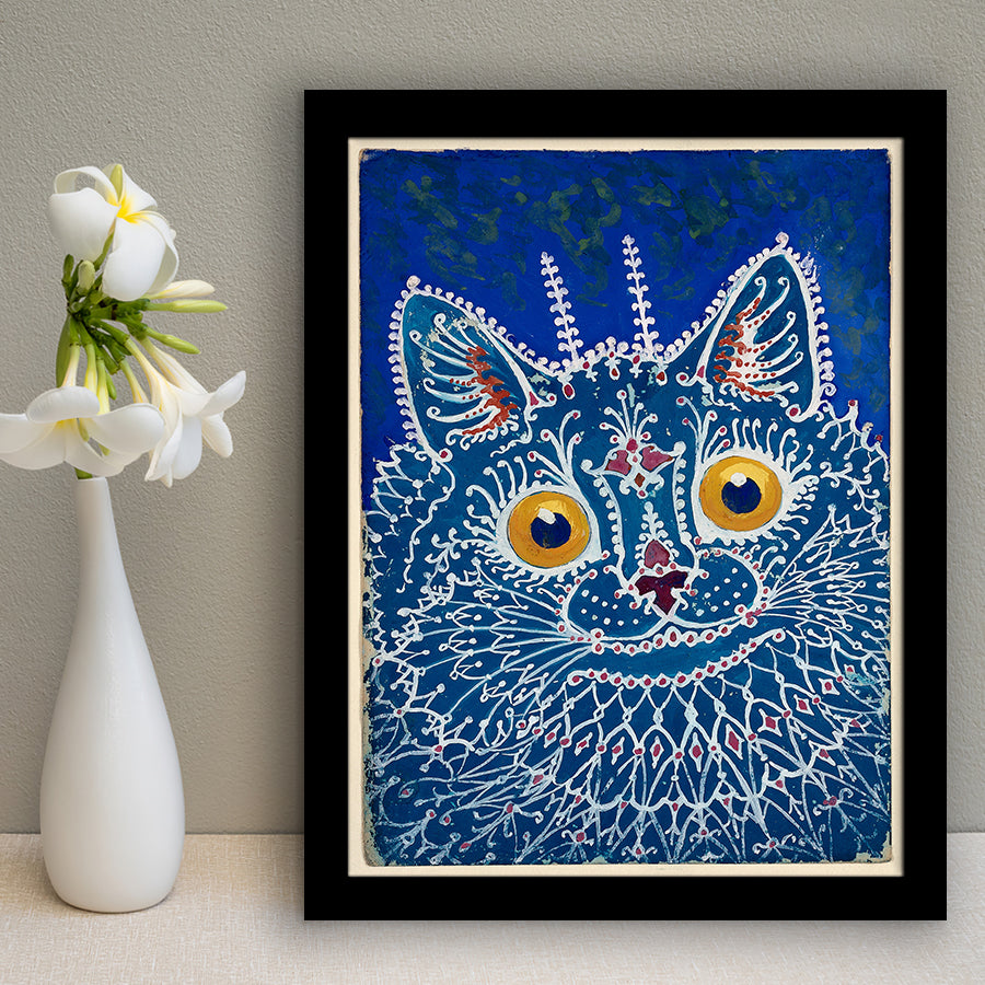 Louis Wain Gothic Cat Art Print, Vintage Cat Painting, Animal Art,Framed Art Prints Wall Decor, Picture Framed