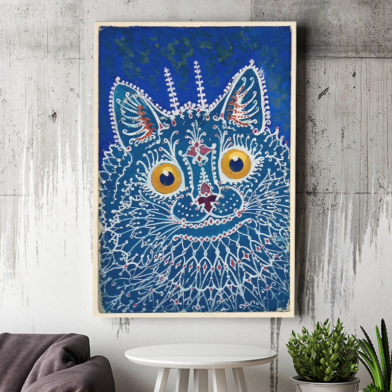 Louis Wain Gothic Cat Art Print, Vintage Cat Painting, Animal Art, Canvas Painting, Canvas Print Wall Art Decor