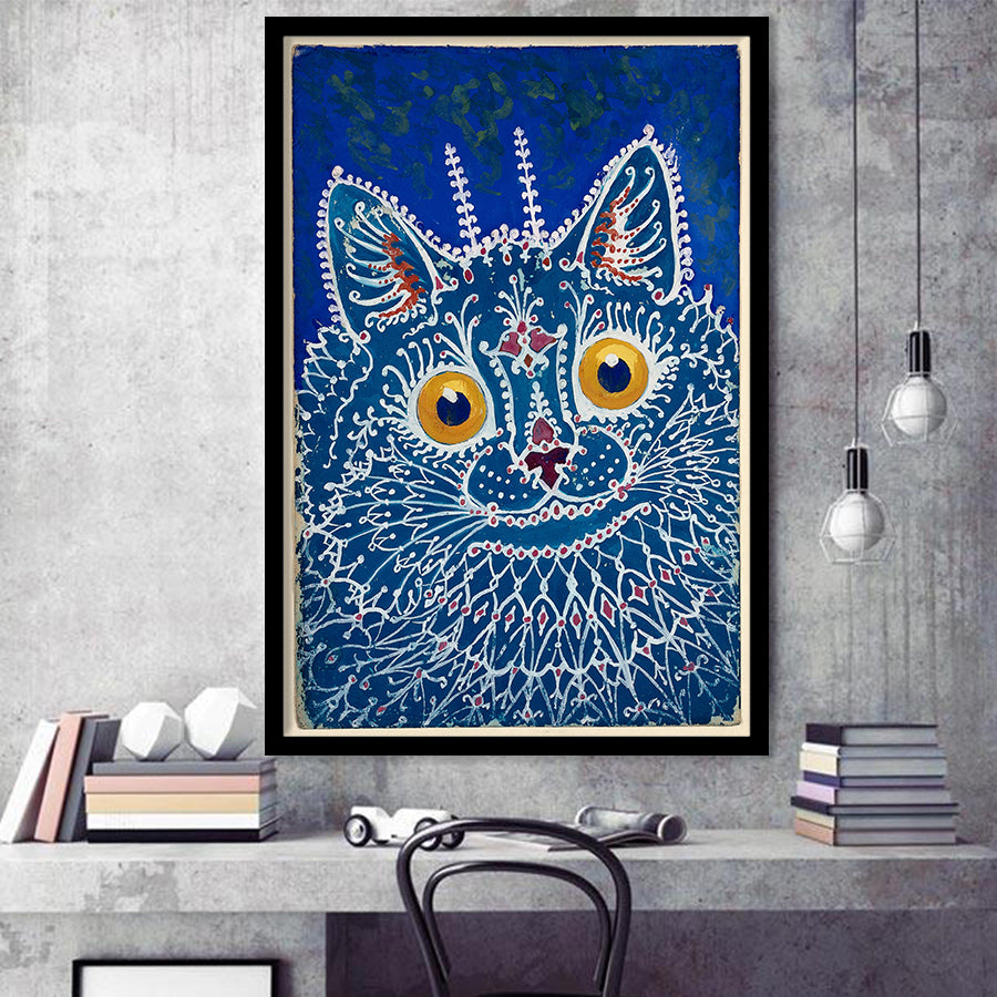 Louis Wain Gothic Cat Art Print, Vintage Cat Painting, Animal Art,Framed Art Prints Wall Decor, Picture Framed